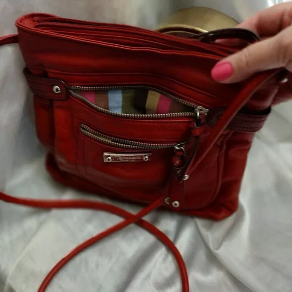 Tignanello, Are Your Looking For Me? Red Orange Leather Crossbody - Picture 7 of 15